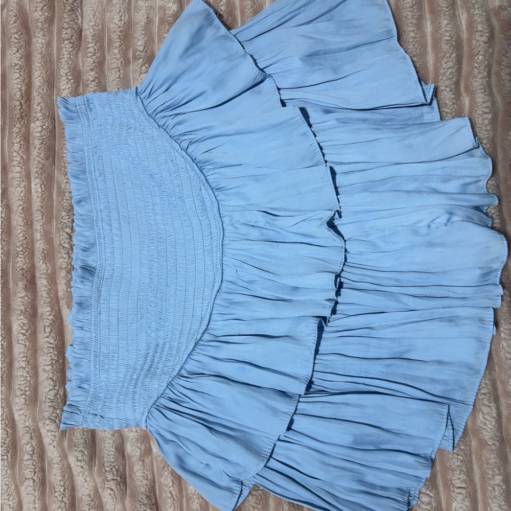 Mustard Seed Light Blue Pleated Skirt